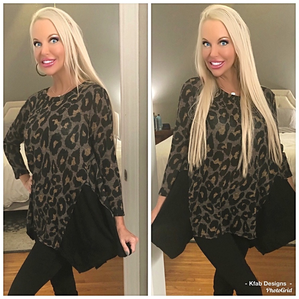 🛍LAST 1! Contrast Panel Animal Print Tunic! - Picture 5 of 8